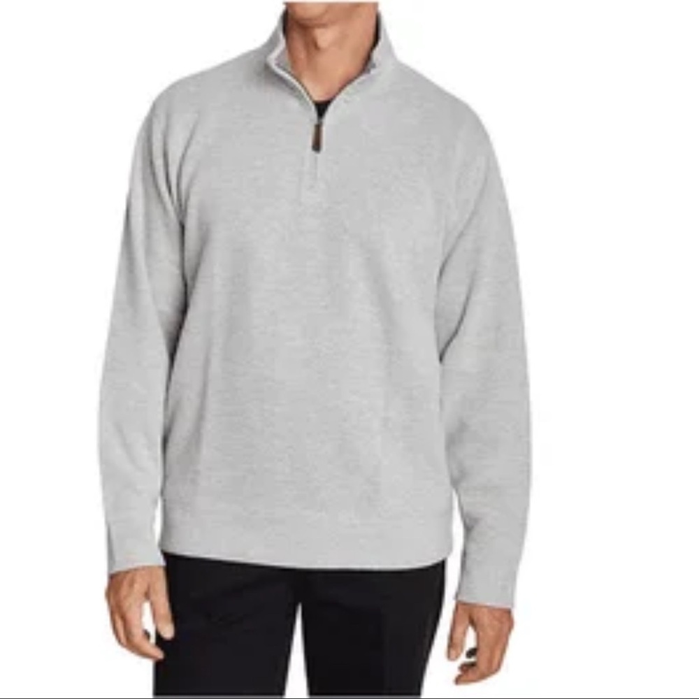 Lands' End Men's Light Gray Quarter Zip-Up Sweater - Picture 1 of 9